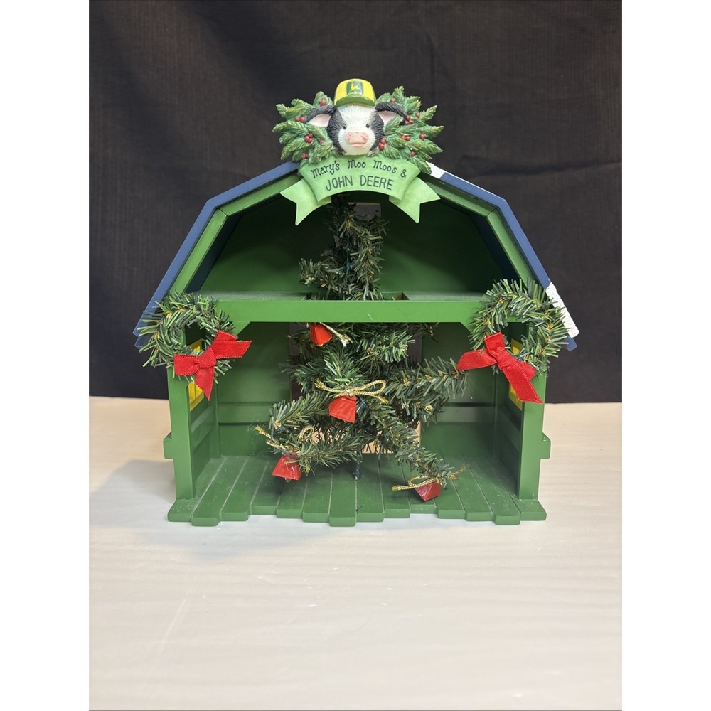 Vintage Enesco Mary's Moo Moos John Deere Lighted Tree Barn 554421